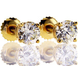 2 CT L/VVS1 Studs Earrings Natural Round Cut GIA Diamonds 14K Yellow Gold