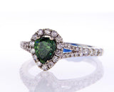 1.36 CT Fancy Green Color Diamond Engagement Ring GIA Certified Natural Pear Cut