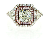 3 CT Rare Natural Fancy GREEN PINK Color Diamond Engagement Ring GIA Certified