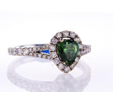 1.36 CT Fancy Green Color Diamond Engagement Ring GIA Certified Natural Pear Cut