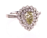 GIA Certified Natural Fancy Color Pear Cut Chameleon Color Diamond Ring 1.51CTW