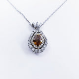 GIA Certified Fancy Vivid Brown Orange Natural Diamond Pendant necklace 18"