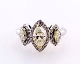 Fancy Yellow Color Diamond Engagement Ring Marquise Cut 3 Stone Ring 14K 1.25CTW