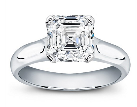 4CT Engagement Ring 18K Gold Natural Diamond E VS2 Asscher Cut AGS Certified