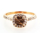 0.74 CT Natural Fancy Brown Diamond Engagement Ring Asscher Cut 14k Rose Gold