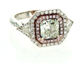 3 CT Rare Natural Fancy GREEN PINK Color Diamond Engagement Ring GIA Certified
