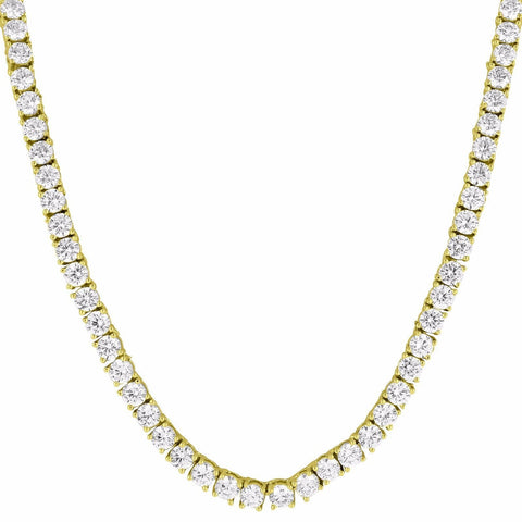 11 CT G-H SI1 14k Yellow Gold Natural Diamond Tennis Necklace Certified 4.75MM