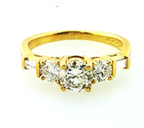 1 CT G/ I1 Natural Diamonds Round Cut Engagement Ring 18k Yellow Gold Size 7.5