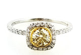 1 CTW Fancy Yellow Color Round Cut Diamond Engagement Ring 14K White Gold