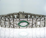 Natural Vintage Platinum Art Deco Diamond and Emerald Antique Bracelet 8.50 CT