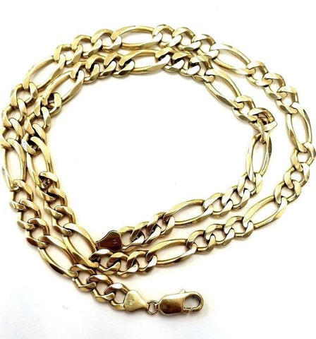 Chain/Necklace 14k Solid Yellow Gold Handmade Figaro Curb link  22" Inch 51 Gram