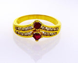 1/2 CTW 14k Yellow Gold Vintage Women's Natural Red Ruby and Diamond Ring