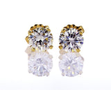 1 1/2 CT VVS2 Diamond Stud Earrings Natural Round Cut GIA Certified Yellow Gold