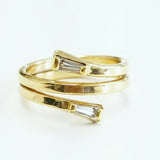 Diamond Ring 14k Yellow Gold Natural 0.20 CTW Tapered Baguette Diamonds Size 9