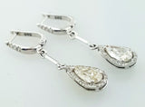 2.87 CT Diamond Earrings 14k White Gold Natural Pear Cut Drop Dangle H/I1