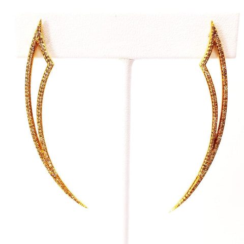 2.00 CT H/ SI2 Diamond  Long Drop Earrings Ladies 18k Yellow Gold Stylish