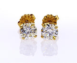 1 1/2 CT VVS2 Diamond Stud Earrings Natural Round Cut GIA Certified Yellow Gold