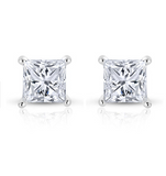 2 CT VS2 Princess Cut Diamond Solitaire Stud Earrings GIA Certified 14k Gold
