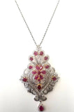 4 CT Necklace Natural Red Ruby Diamond Pendant and Earrings 14K Gold Guinness