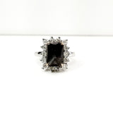 Natural Radiant Natural Fancy Black Color Diamond Engagement Ring 6.00 CTW