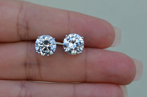 Diamond Stud Earrings 14K White Gold 2 CT GIA Certified Natural Round Cut