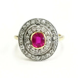 1CT Red Ruby Burma Ring Oval Cut Brilliant 18K Yellow Gold Natural diamonds size 6