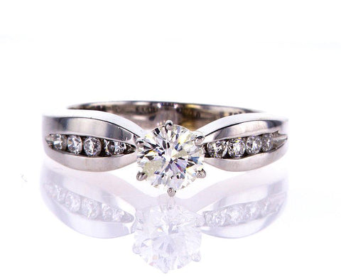 Natural Genuine Round Cut 14k White Gold Diamond Engagement Ring 0.86 CTW G I1