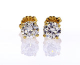 1 1/2 CT VVS2 Diamond Stud Earrings Natural Round Cut GIA Certified Yellow Gold
