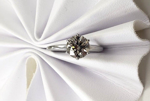 1.42CT Natural Diamond 14K White Gold Solitaire Ring Round Cut Brilliant Size 6