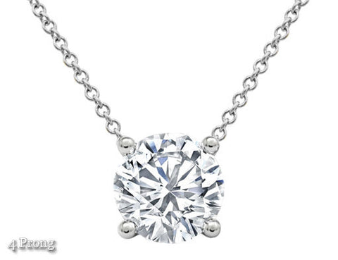 1 CT Solitaire Natural Diamond Pendant Necklace Round Cut Solid 14k White Gold