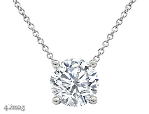 18K White Gold Floating Solitaire Lab Grown Diamond Pendant Necklace