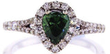 1.36 CT Fancy Green Color Diamond Engagement Ring GIA Certified Natural Pear Cut