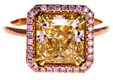 4.5CT Natural Diamond Engagement Ring GIA Certified Fancy PINK Yellow Rose Gold