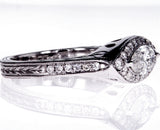 14k White Gold Marquise Cut Halo Diamond Ring Third Eye Ring 1.20 Carats