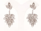 Diamond Earrings 18k White Gold Natural Round Cut Drop Leaf Dangle 5 CT H SI2