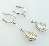 2.87 CT Diamond Earrings 14k White Gold Natural Pear Cut Drop Dangle H/I1