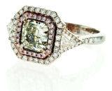 3 CT Rare Natural Fancy GREEN PINK Color Diamond Engagement Ring GIA Certified