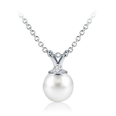 Freshwater Pearl Pendant With Diamond (7.0-7.5mm)