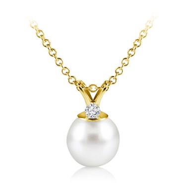 Freshwater Pearl Pendant With Diamond (8.0-8.5mm)