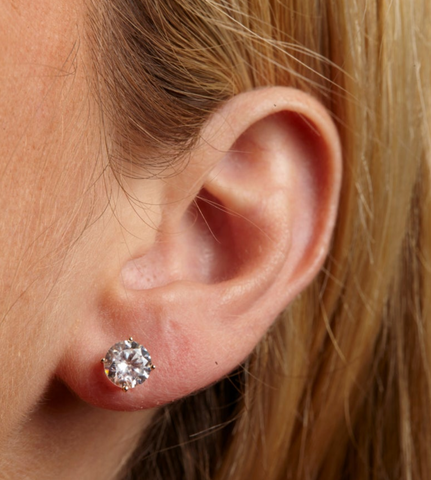 Dainty Square Diamond Stud Earrings in 14kt Yellow Gold – Alexandra Marks  Jewelry