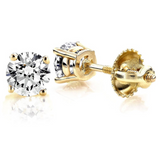1/2CT Diamond Stud Earrings 14K Yellow Gold Small Round Cut For Baby