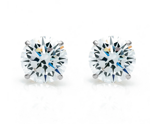 1.5CT Diamond Stud Earrings 14K White Gold GIA Certified Natural Round Cut Brilliant