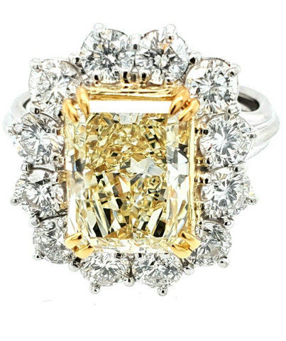 6CT Diamond Engagement Ring Natural Yellow Radiant Cut GIA Certified Platinum Size 6'