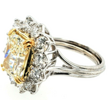 6CT Diamond Engagement Ring Natural Yellow Radiant Cut GIA Certified Platinum Size 6'