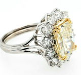 6CT Diamond Engagement Ring Natural Yellow Radiant Cut GIA Certified Platinum Size 6'