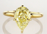 Huge 3CT Diamond Ring 14K Yellow Gold Natural Pear Cut Fancy GIA Certified