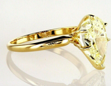 Huge 3CT Diamond Ring 14K Yellow Gold Natural Pear Cut Fancy GIA Certified