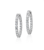 3CT Diamond Stud Hoop Earrings 14K White Gold 100% Natural Round Cut Brilliant