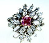 Rare Diamond Ring Radiant Natural Fancy Vivid PINK 1.51CT Platinum GIA Certified