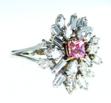 Rare Diamond Ring Radiant Natural Fancy Vivid PINK 1.51CT Platinum GIA Certified